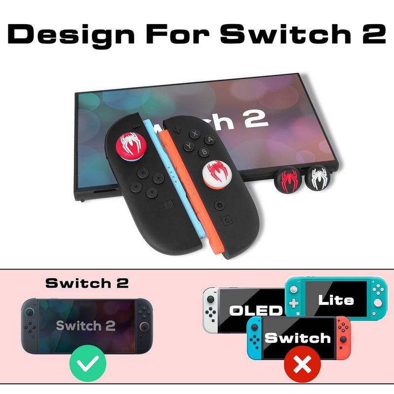 TIKOdirect Cute Thumb Grip Caps Compatible with Switch 2/ Switch Pro Controller, 4PCS Soft Silicone Protective Button Cover, Black - Image 5
